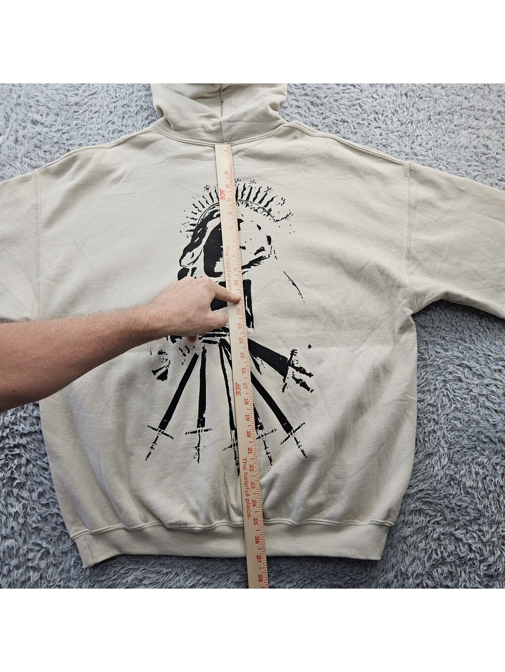 MCR Hot Topic My Chemical Romance Sword Lady Hoodie Sweatshirt XL Beige NEW - Picture 12 of 13